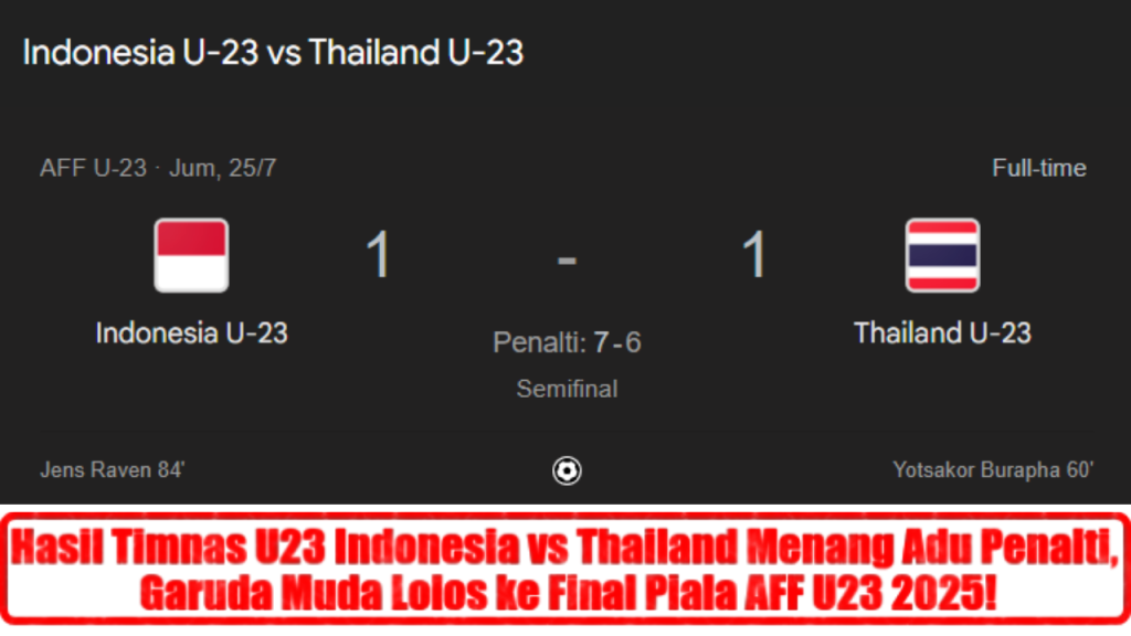 Hasil Timnas U23 Indonesia vs Thailand