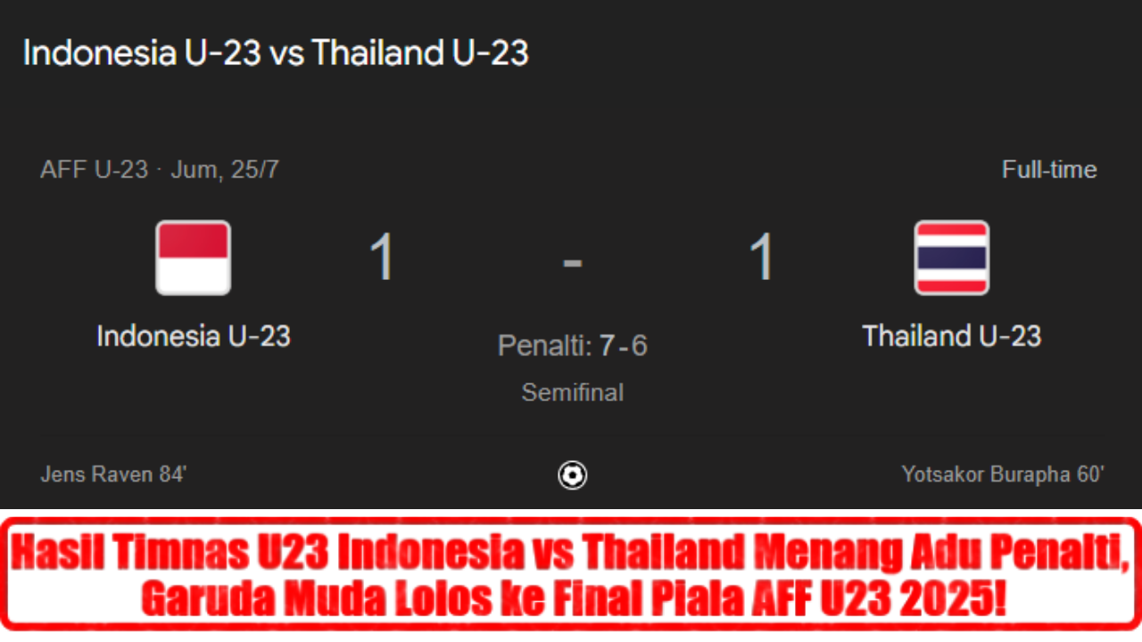 Hasil Timnas U23 Indonesia vs Thailand